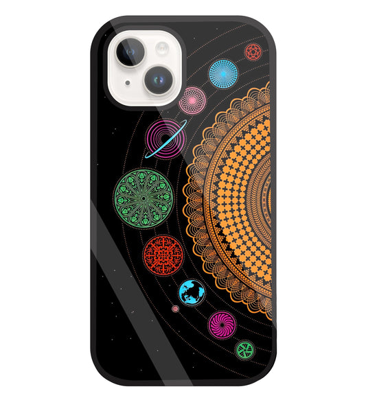 Mandala Patterns Universe Glass Case For Apple iPhone 15