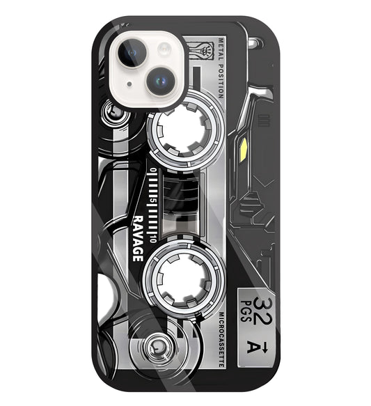 Microcassette Glass Case For Apple iPhone 15