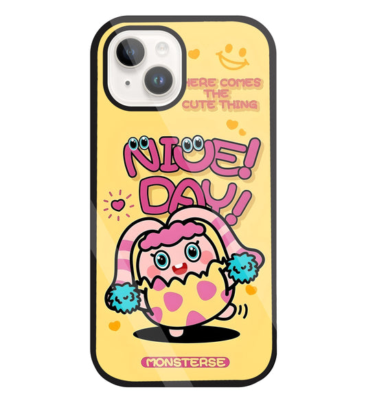 Nice Day Monsterse Yellow Glass Case For Apple iPhone 15