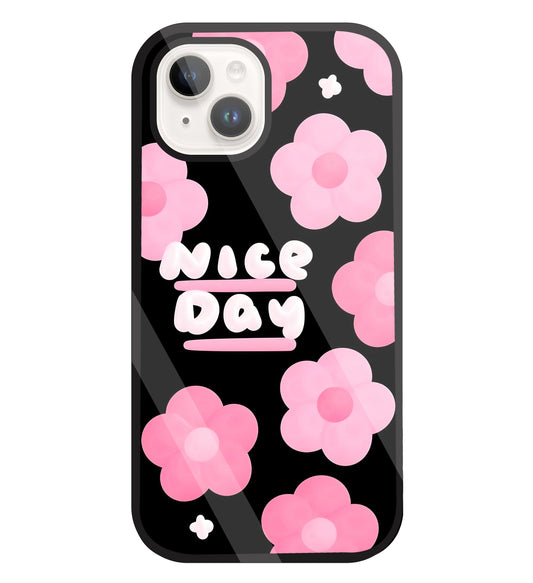 Nice Day Pink Flower Glass Case For Apple iPhone 15