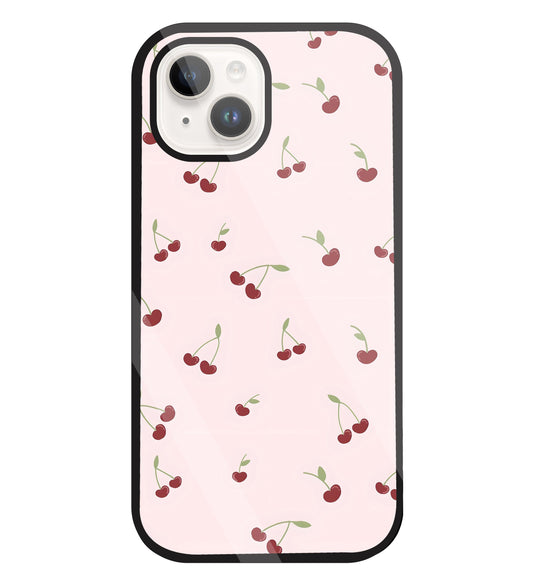Pink Cherry Glass Case For Apple iPhone 15