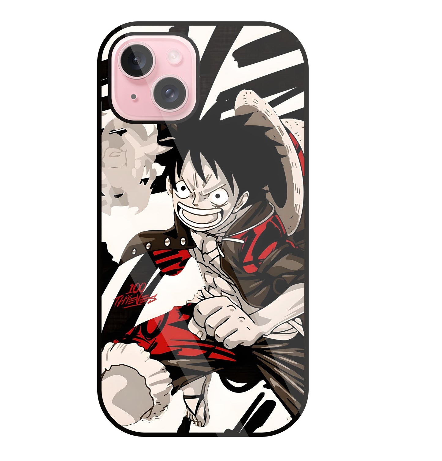 Angry Luffy Glass Case For Apple iPhone 15 Plus