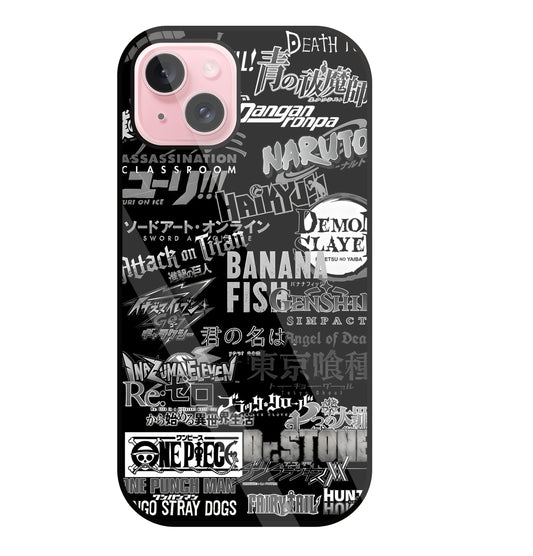 Anime Symbol Glass Case For Apple iPhone 15 Plus
