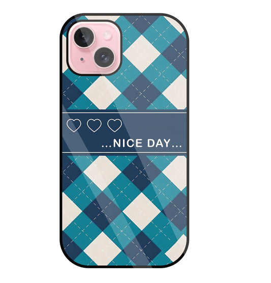 Argyle sweater pattern Glass Case For Apple iPhone 15 Plus