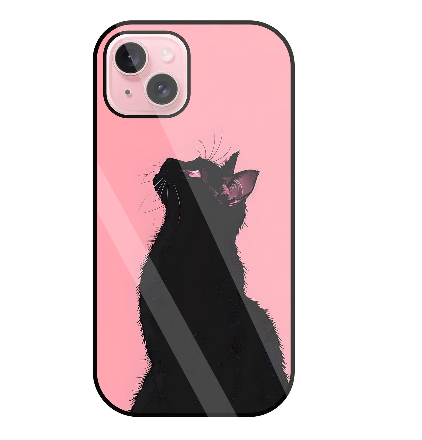 Black Cat Glass Case For Apple iPhone 15 Plus