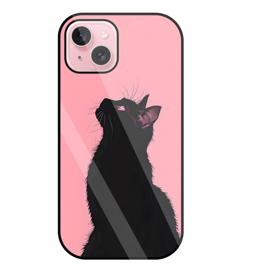Black Cat Glass Case For Apple iPhone 15 Plus