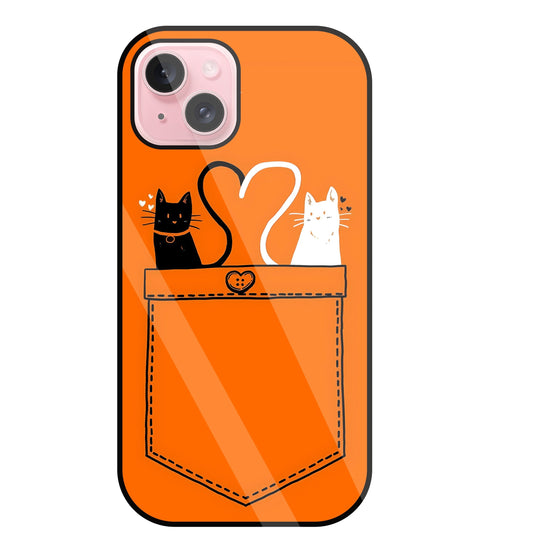 Black And White Cat In Pocket Glass Case For Apple iPhone 15 Plus
