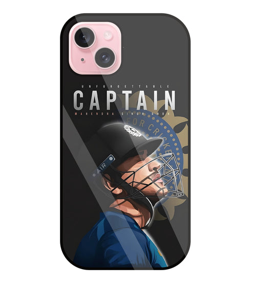 Captain MS Dhoni Glass Case For Apple iPhone 15 Plus