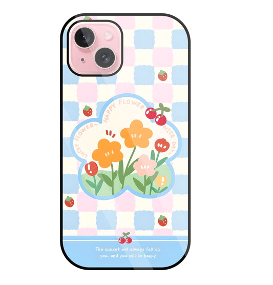 Cherry Blossom Glass Case For Apple iPhone 15 Plus