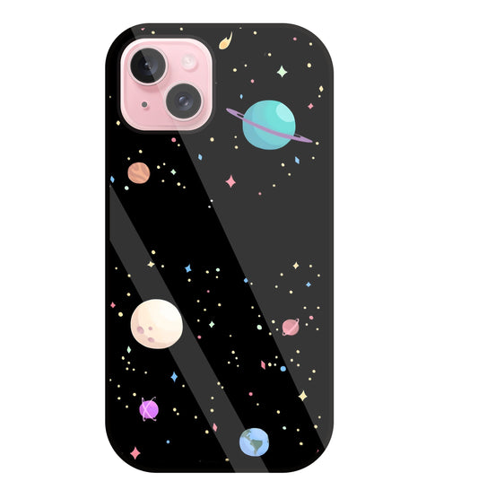 Colorful Space Glass Case For Apple iPhone 15 Plus