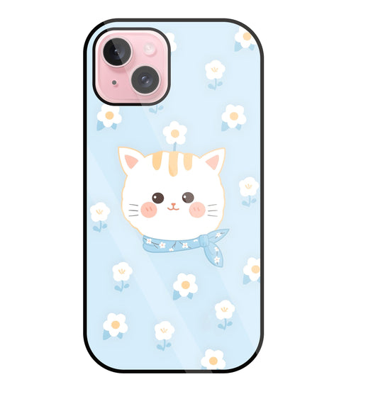 Cute Kitten Glass Case For Apple iPhone 15 Plus