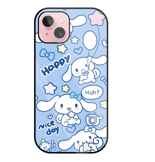 Cute Puppy Girl Glass Case For Apple iPhone 15 Plus