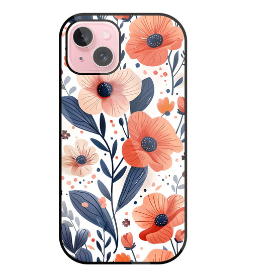 Daisy Flower Water Color Vintage Glass Case For Apple iPhone 15 Plus