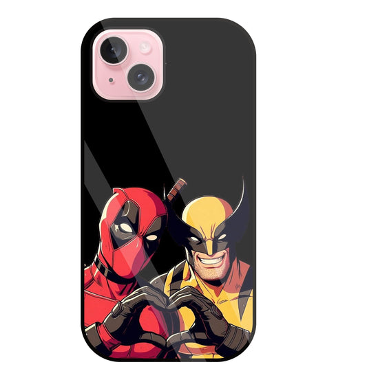 Deadpool And Wolverine Glass Case For Apple iPhone 15 Plus