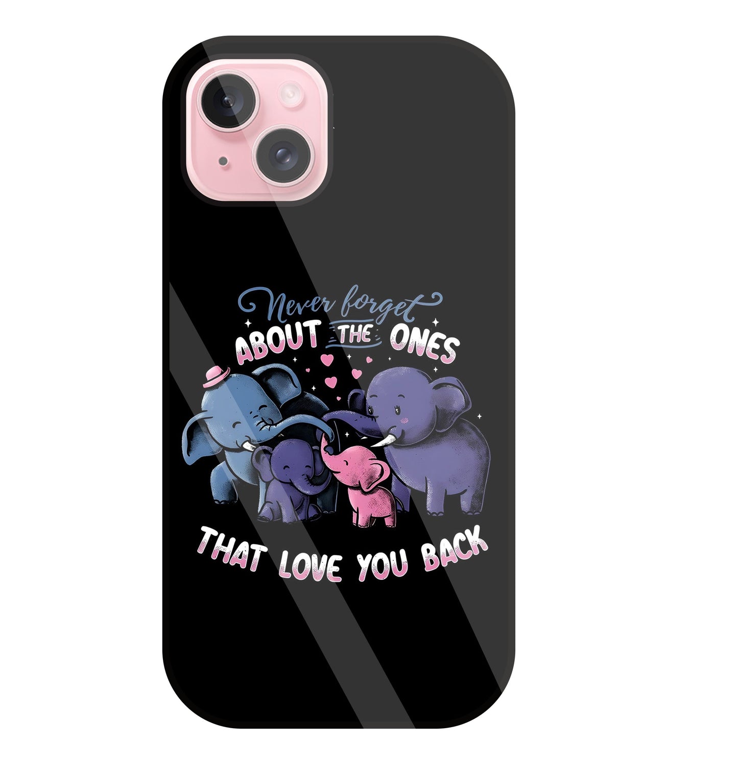 Elephant Family Glass Case For Apple iPhone 15 Plus