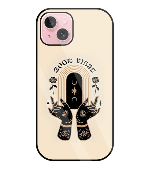 Good Vibes Hands Glass Case For Apple iPhone 15 Plus