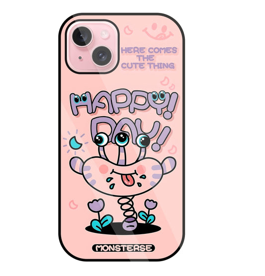 Happy Day Monsterse Pink Glass Case For Apple iPhone 15 Plus