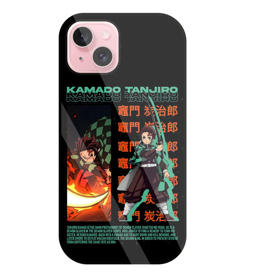 Kamado Tanjiro Glass Case For Apple iPhone 15 Plus