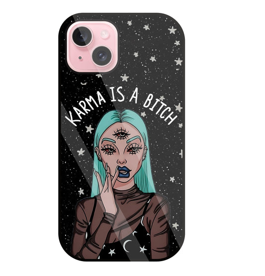 Karma Is A Bitch Glass Case For Apple iPhone 15 Plus