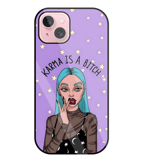 Karma is a Bitch Levender Glass Case For Apple iPhone 15 Plus