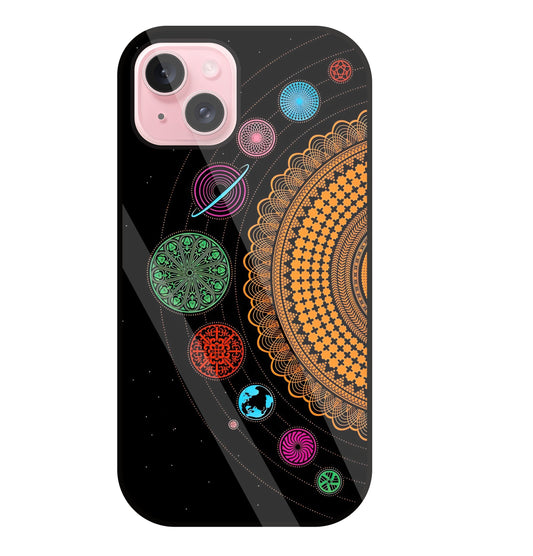 Mandala Patterns Universe Glass Case For Apple iPhone 15 Plus
