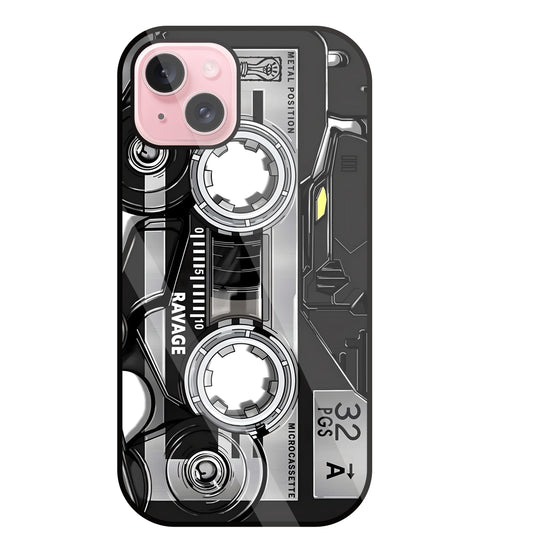 Microcassette Glass Case For Apple iPhone 15 Plus