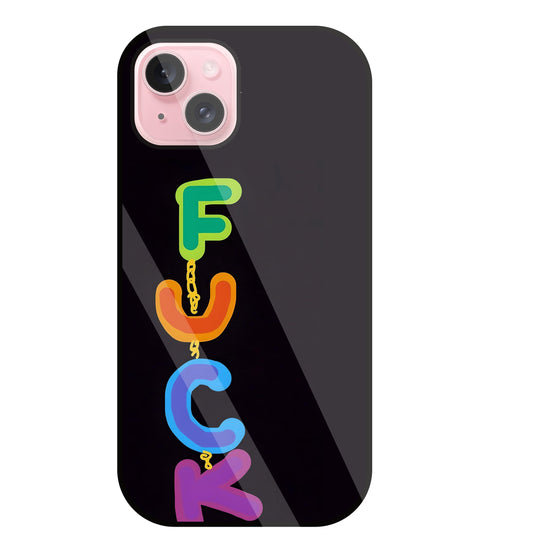 Multicolor Fuck Glass Case For Apple iPhone 15 Plus