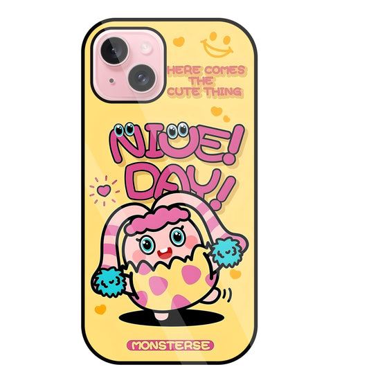 Nice Day Monsterse Yellow Glass Case For Apple iPhone 15 Plus