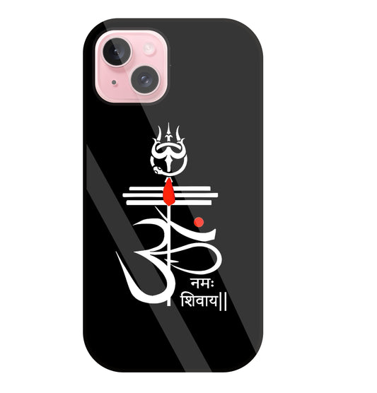Om Namah Shivay White Glass Case For Apple iPhone 15 Plus