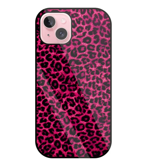 Pink Leopard Glass Case For Apple iPhone 15 Plus
