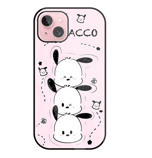 Pochacco Puppy Pink Glass Case For Apple iPhone 15 Plus