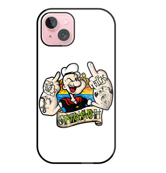 Popeye Weed Glass Case For Apple iPhone 15 Plus