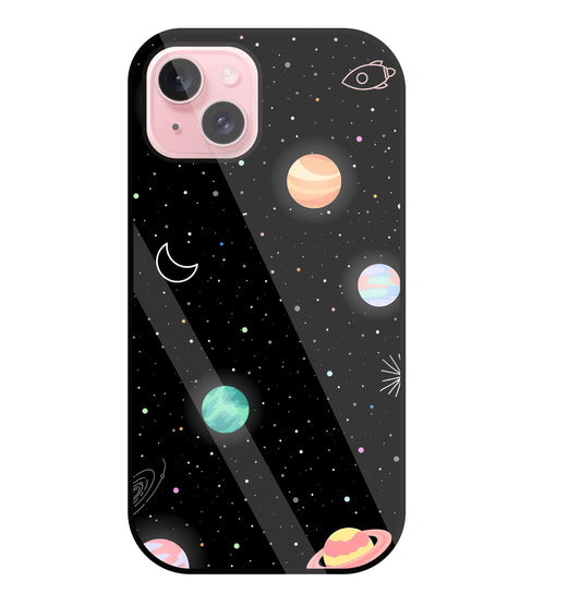 Space Galaxy Glass Case For Apple iPhone 15 Plus