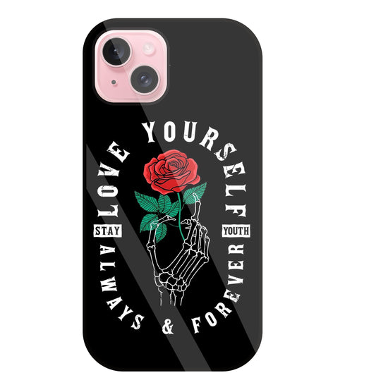Stay Youth Love Glass Case For Apple iPhone 15 Plus