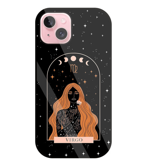 Virgo Black Glass Case For Apple iPhone 15 Plus