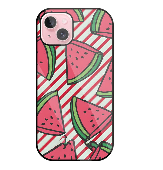 Watermelon Glass Case For Apple iPhone 15 Plus