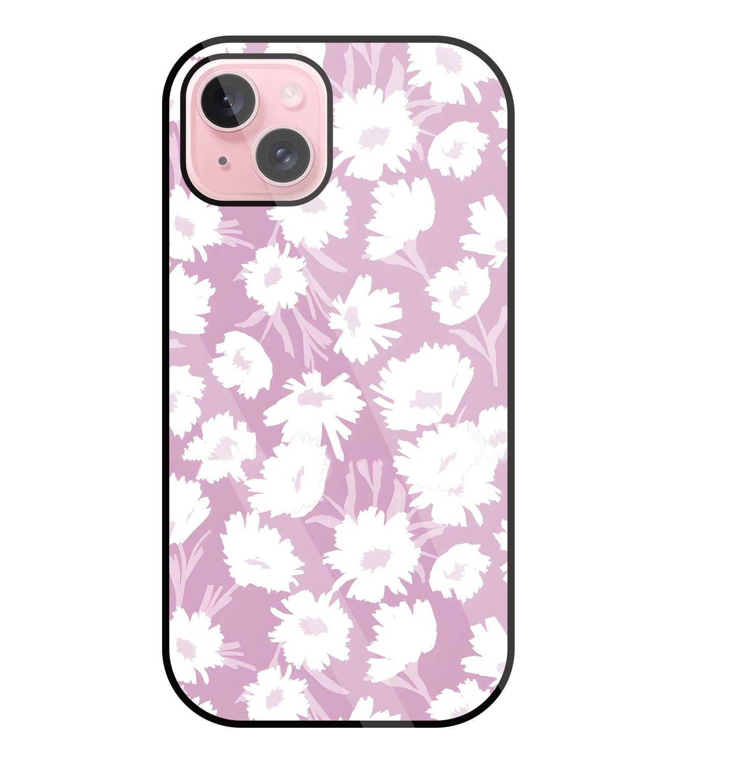 White Sunflower Glass Case For Apple iPhone 15 Plus