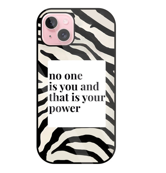 Zebra pattern with quote Glass Case For Apple iPhone 15 Plus
