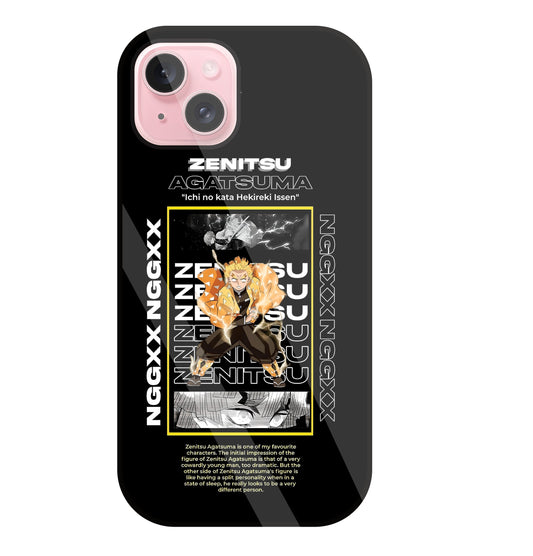 Zenitsu Anime Glass Case For Apple iPhone 15 Plus