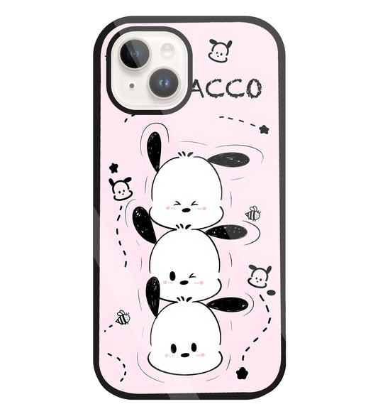 Pochacco Puppy Pink Glass Case For Apple iPhone 15