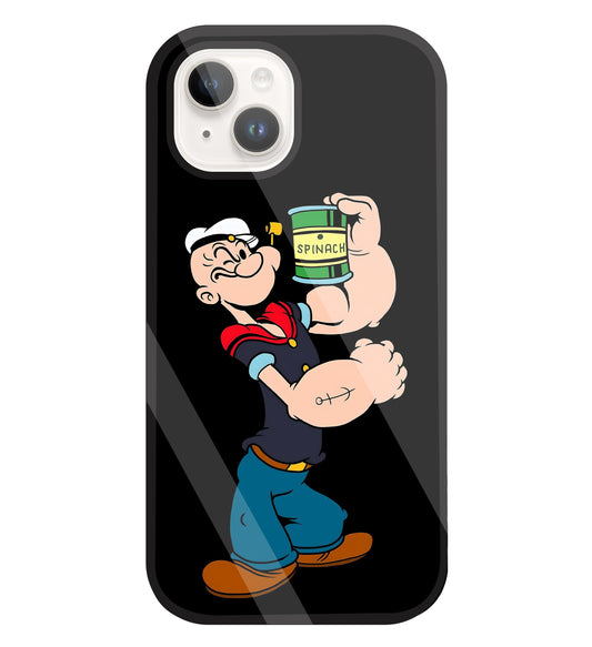 Popeye Spinach Glass Case For Apple iPhone 15