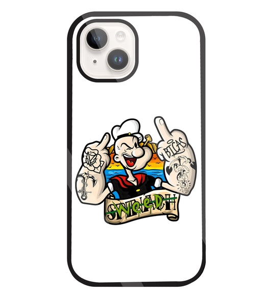 Popeye Weed Glass Case For Apple iPhone 15