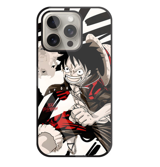 Angry Luffy Glass Case For Apple iPhone 15 Pro