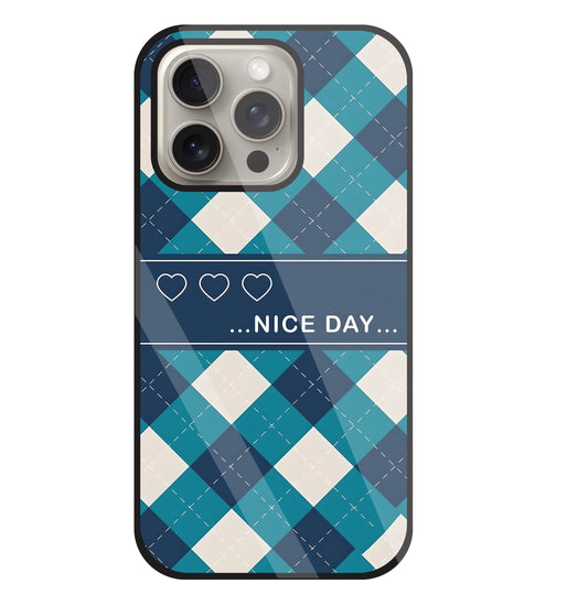 Argyle sweater pattern Glass Case For Apple iPhone 15 Pro