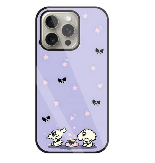 Black Ribbon With Stars Glass Case For Apple iPhone 15 Pro