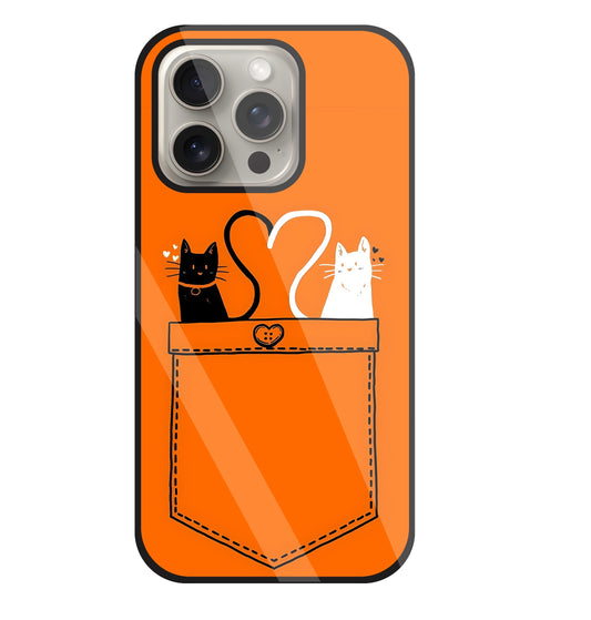 Black And White Cat In Pocket Glass Case For Apple iPhone 15 Pro