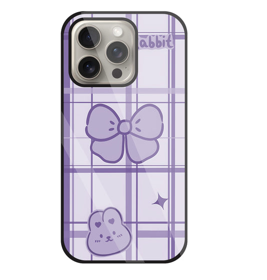 Butterfly Checked Pattern Glass Case For Apple iPhone 15 Pro