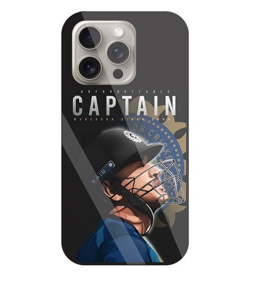 Captain MS Dhoni Glass Case For Apple iPhone 15 Pro