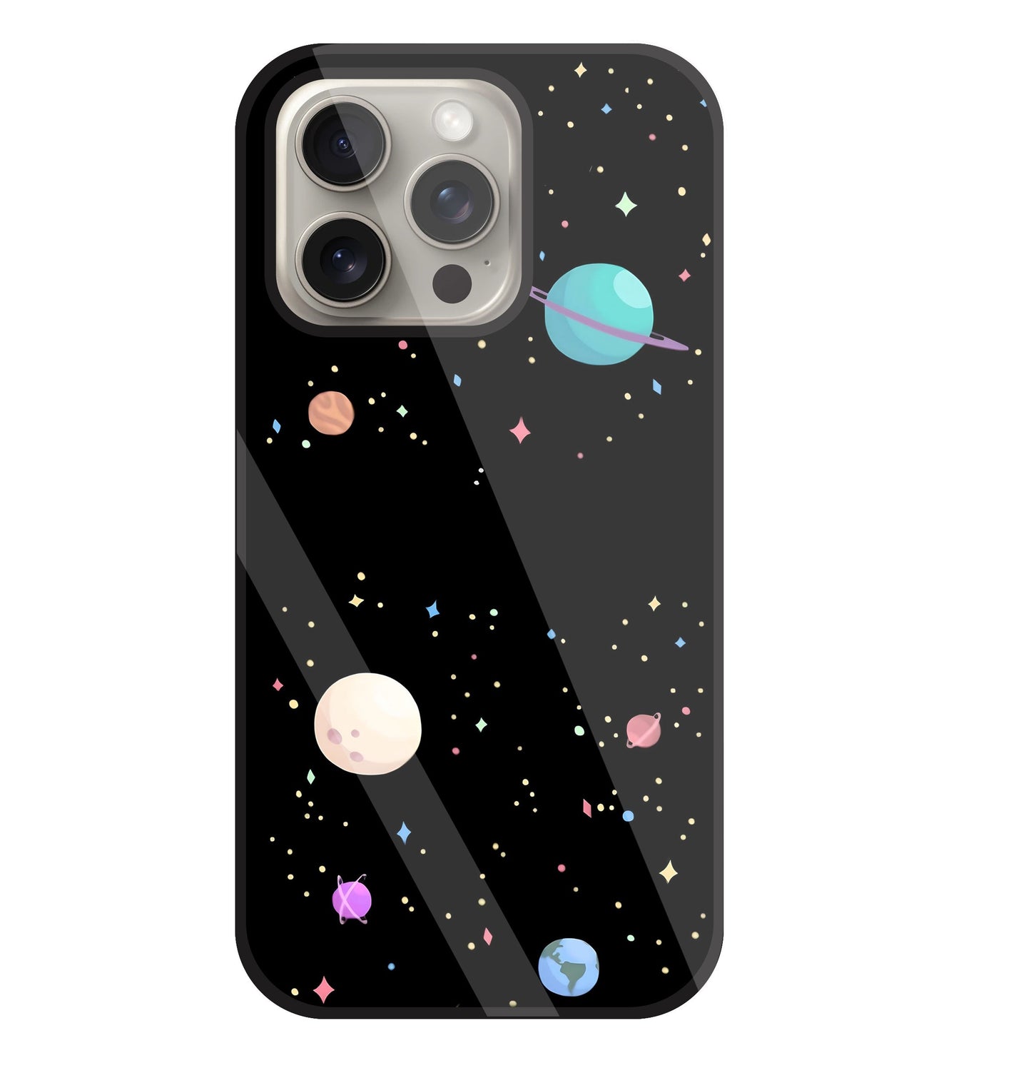 Colorful Space Glass Case For Apple iPhone 15 Pro