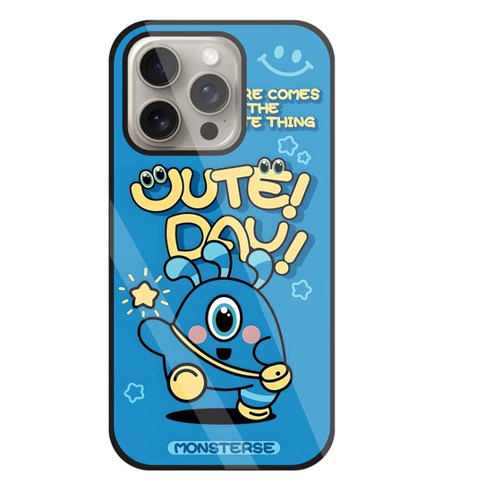 Cute Day! Monsterse Blue Glass Case For Apple iPhone 15 Pro